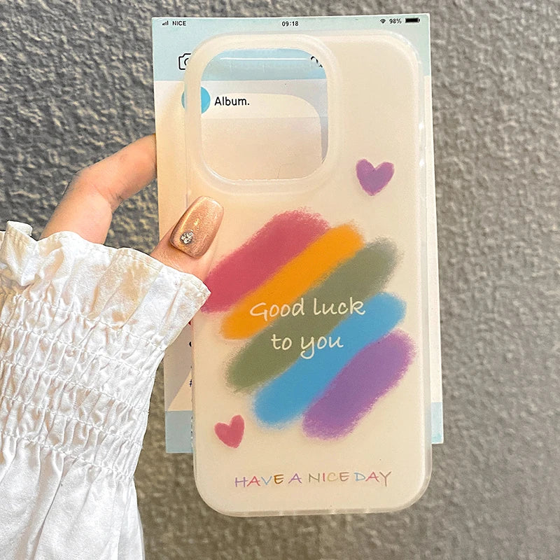 Ins Graffiti Love Heart Smiling Face Pattern Phone Case