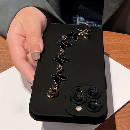 Black White Butterfly Chain Phone Case For iPhone