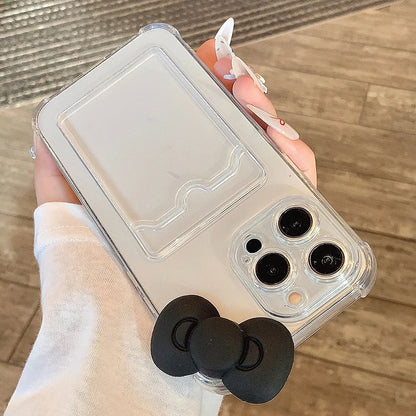Case 3D Candy Black Bow Clear Phone Cases For iPhone