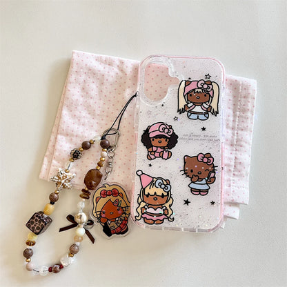Glitter Cute Cartoon Black Skinned Cat Phone Case
