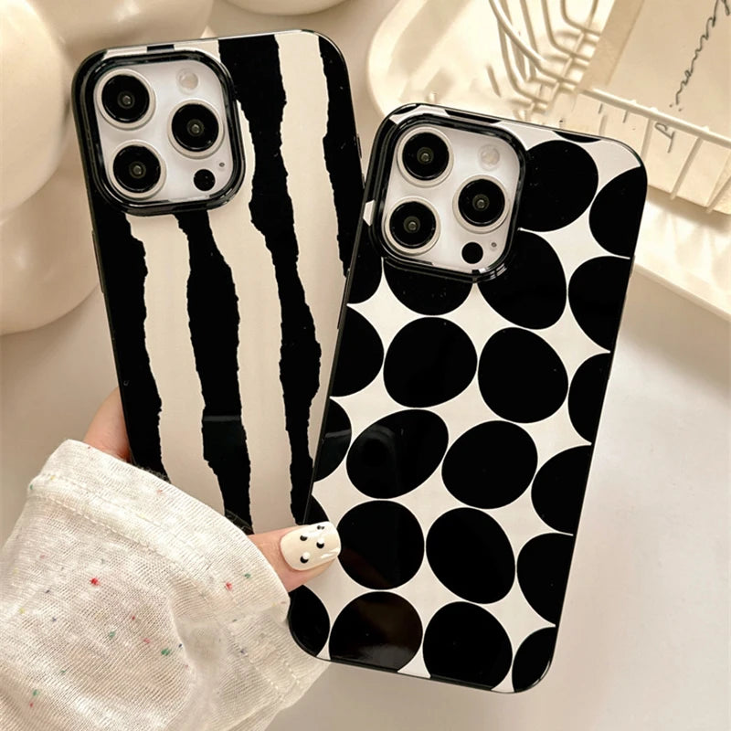Simple Fashion Striped Polka Dot Black Phone Case