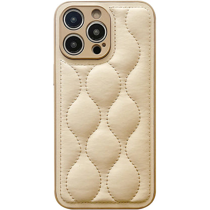 Wave Curve Beige Down Jacket Phone Case