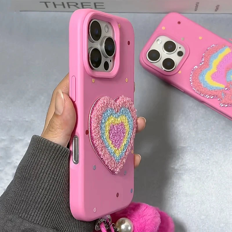 Rose Plush Love Heart Phone Case
