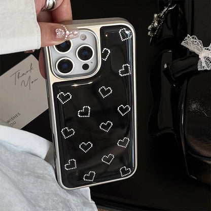 Cartoon Mosaic Love Heart Black Phone Case