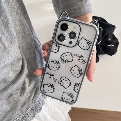 New Cute Cartoon Lines Of Cat Ears Cat Phone Case