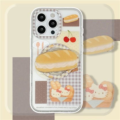 Korean Cute Bread Magnetic Phone Case For iPhone