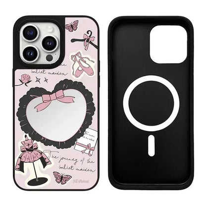 Swan Bowknot Mirror Surface MagSafe Phone Case