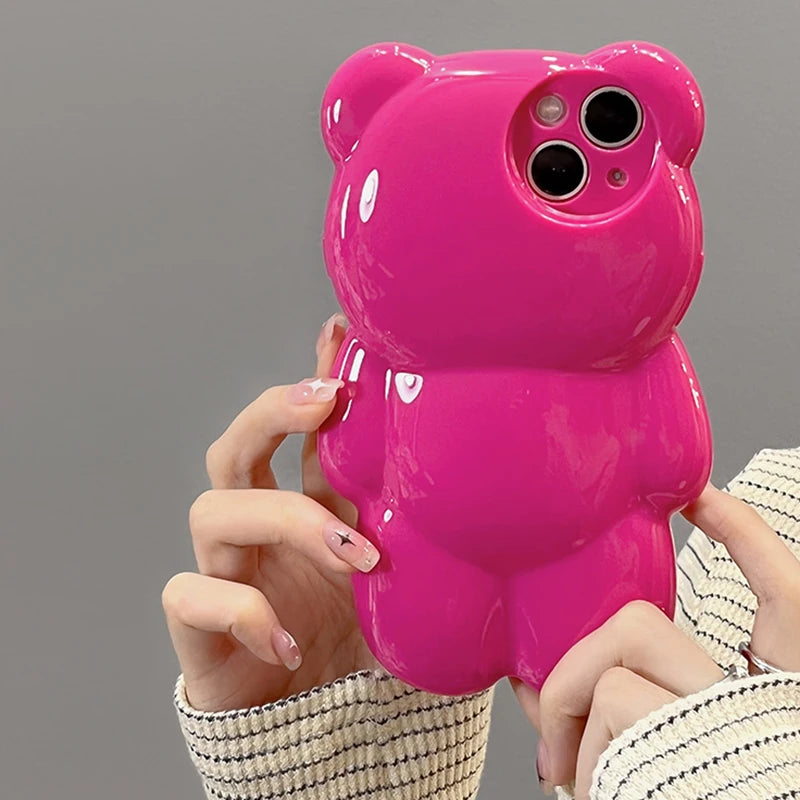 Cartoon Rose Bear Phone Case