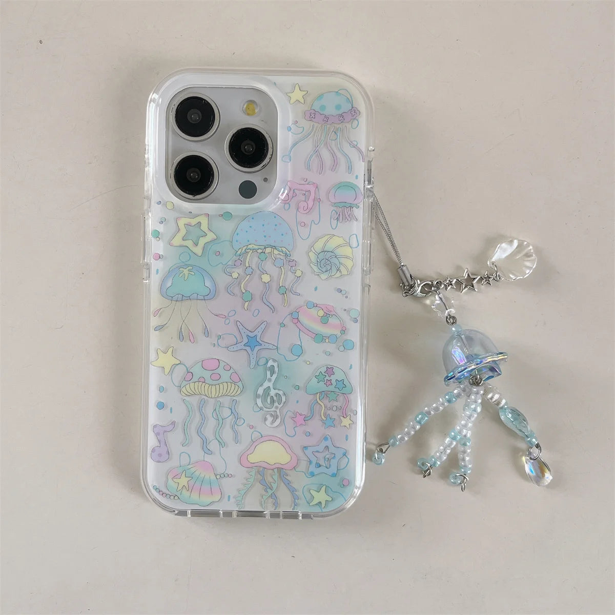 Double Layers Floral Prints Transparent Chic Phone Case
