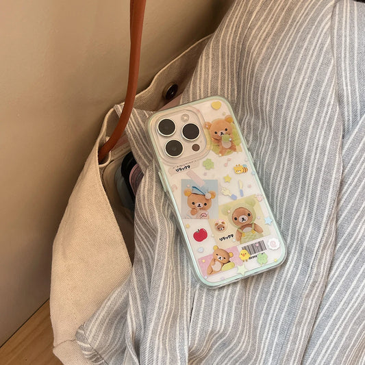 New Cute Cartoon Bear Flowers Phone Case
