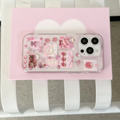 Cute Cartoon Strawberry Marshmallow Cat Phone Case