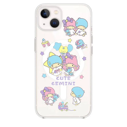 Cartoon Twin Stars Holder Magsafe Magnetic Phone Case For iPhone