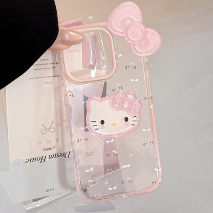 Korean 3D Bowknot Cartoon Hello Kitty Soft Phone Case For iPhone