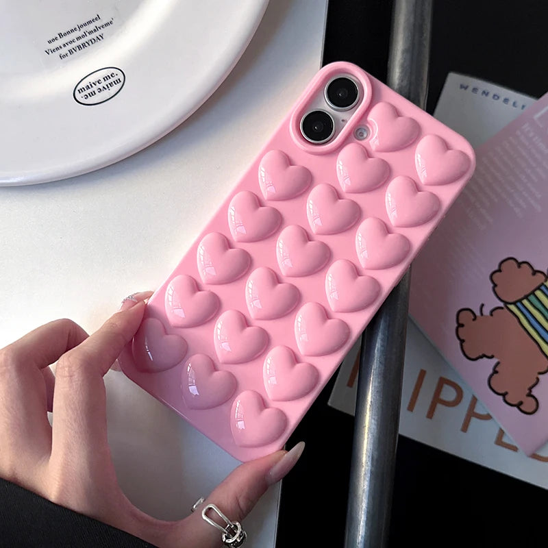 Pink 3D Bubble Pop Heart Cute Girly Phone Case