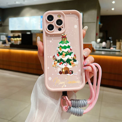 New Year Christmas Santa Lanyard Rope Phone Case For iPhone