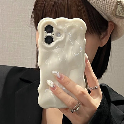 Fashion White 3D Wave Texture Phone Case