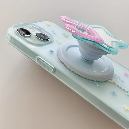 3D Korean Cute Stars Mirror Magsafe Magnetic Holder Phone Case