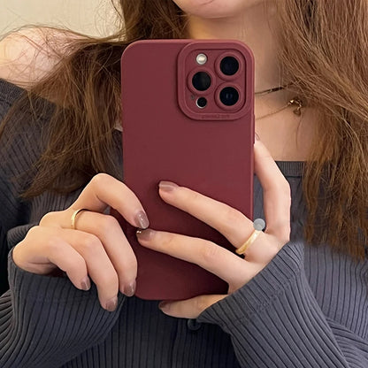 Wine Red Liquid Skin Silicone Phone Case
