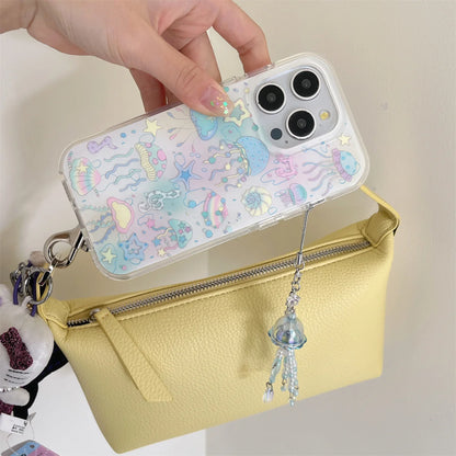 Double Layers Floral Prints Transparent Chic Phone Case