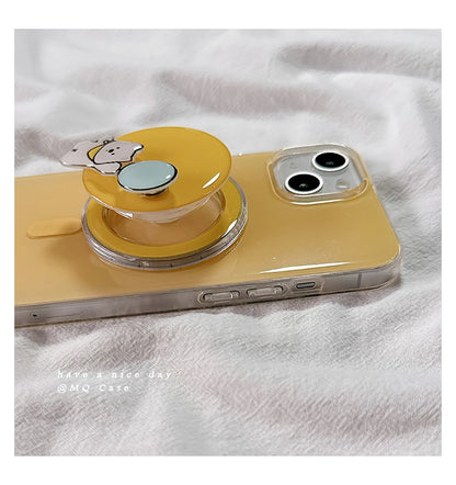 Cute Puppy Cartoon Dog Magnetic Grip Tok Phone Stand Holder Phone Case
