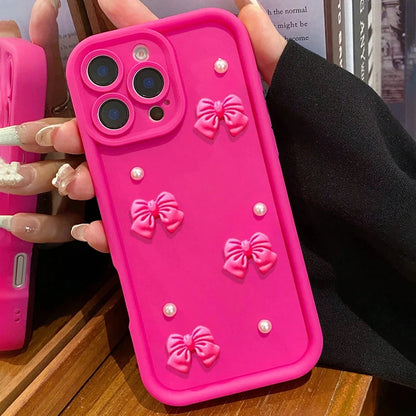 Cute 3D Pearl Bow Phone Case For iPhone