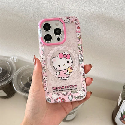 Korean Cute Pink Hello Kitty Magnetic Phone Case For iPhone