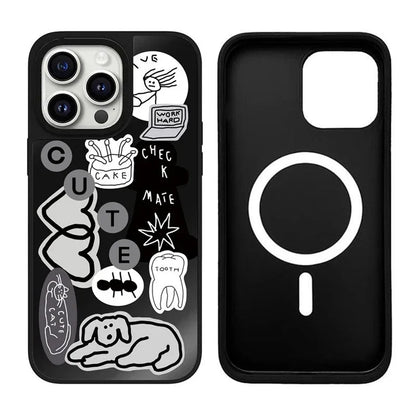 Black Mirror Surface Dog Sticker Phone Case