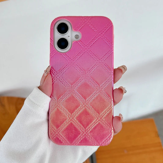 Luxury Geometric Rhombus Texture Gradient Color Leather Phone Case