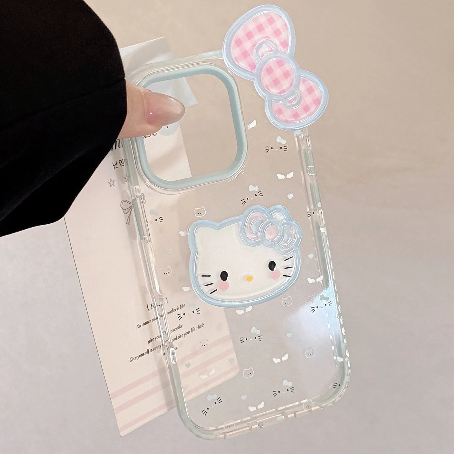 Korean 3D Bowknot Cartoon Hello Kitty Soft Phone Case For iPhone