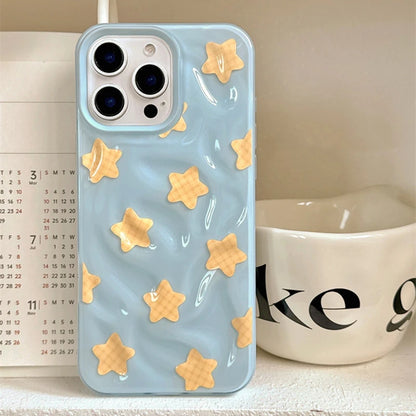 Yellow Stars Blue Wrinkle Fold Phone Case