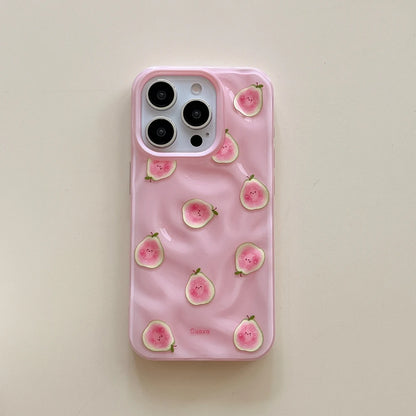 Simple Fruit Durian Avocado Guava Cute Folds Texture Phone Case