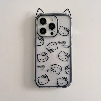 New Cute Cartoon Lines Of Cat Ears Cat Phone Case
