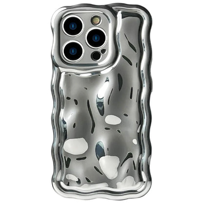 Electroplated Wave Bumper Meteorite Texture Glossy Back Cover Phone Case