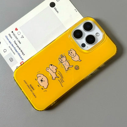 Lovely Cute Four Dogs Yellow Phone Case