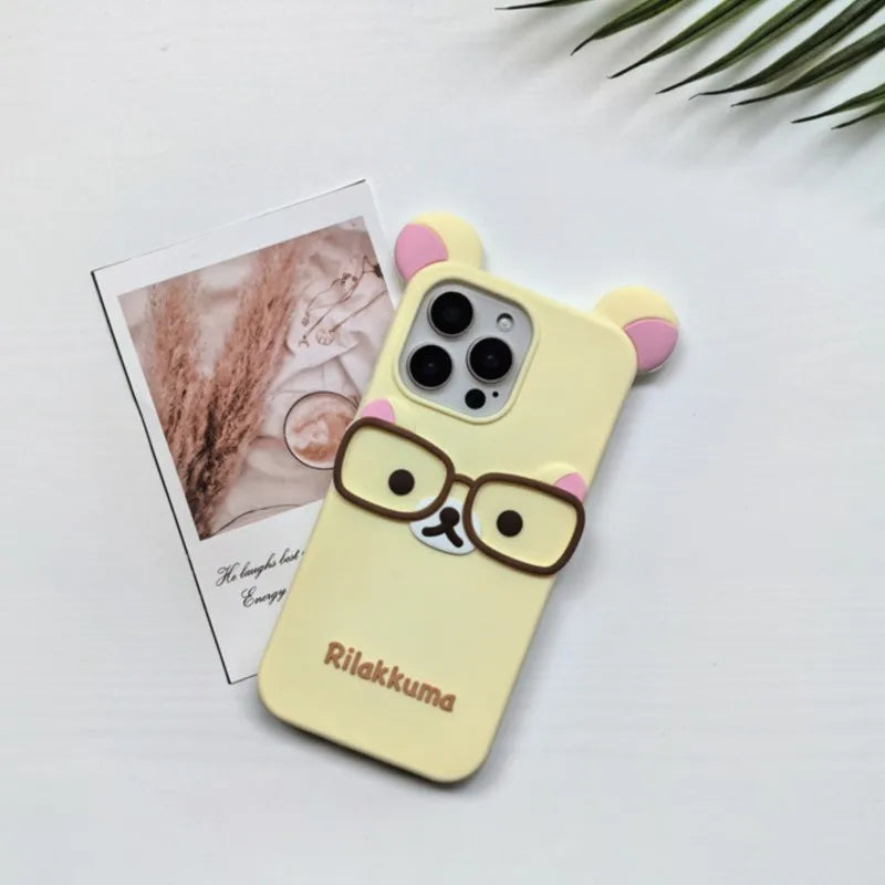 Cute Cartoon Glasses Rilakkuma Bear Phone Case