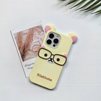 Cute Cartoon Glasses Rilakkuma Bear Phone Case