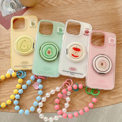 Cute Cartoon Peach Avocado Rotating Bracket Phone Case