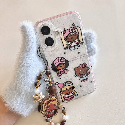 Glitter Cute Cartoon Black Skinned Cat Phone Case