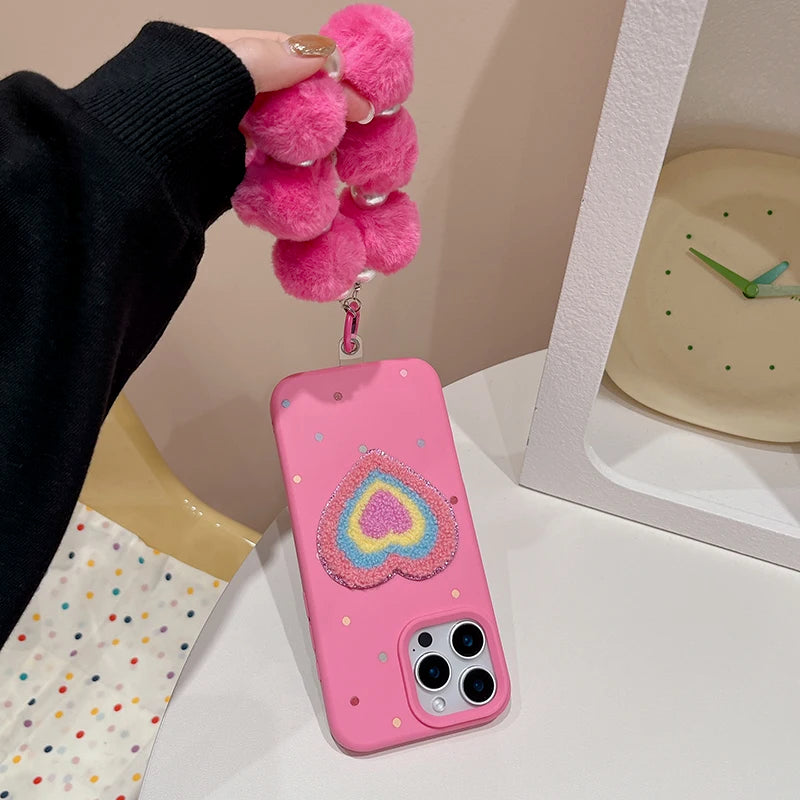 Rose Plush Love Heart Phone Case