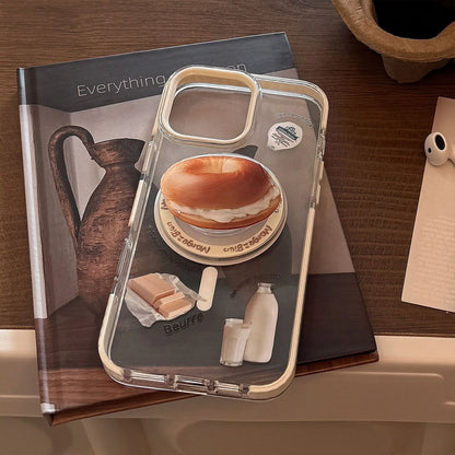 Korean Bread Breakfast Magsafe Magnetic Stand Clear Phone Case For iPhone