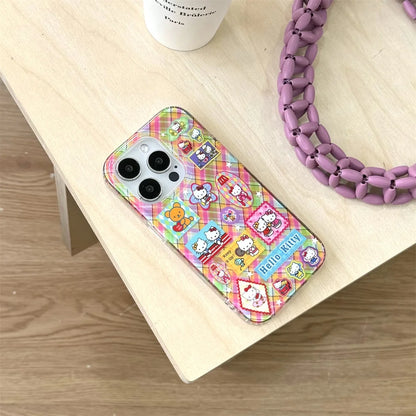 Cute Colorful Patchwork Kitty Cat Phone Case