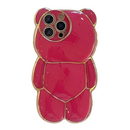 Plating Rose Cute Bear Shape Phone Case
