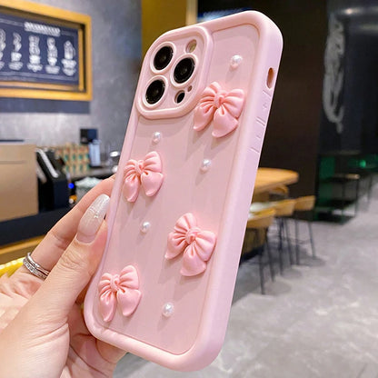 Cute 3D Pearl Bow Phone Case For iPhone