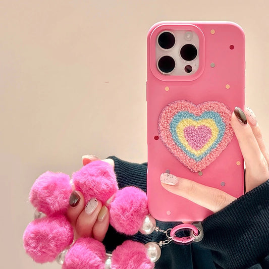 Rose Plush Love Heart Phone Case