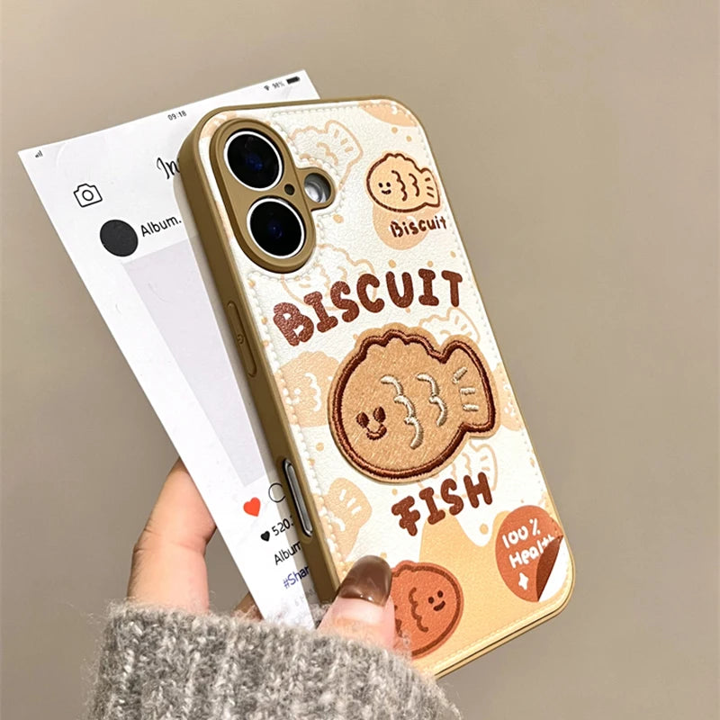 Funny Cute Fabric Biscuit Fish Cookie Phone Case