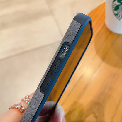 Luxury Suede Lambskin Leather Full Phone Case For iPhone