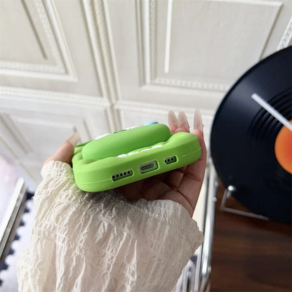 So Cute Green Frog Stand Holder Soft Silicone Phone Case