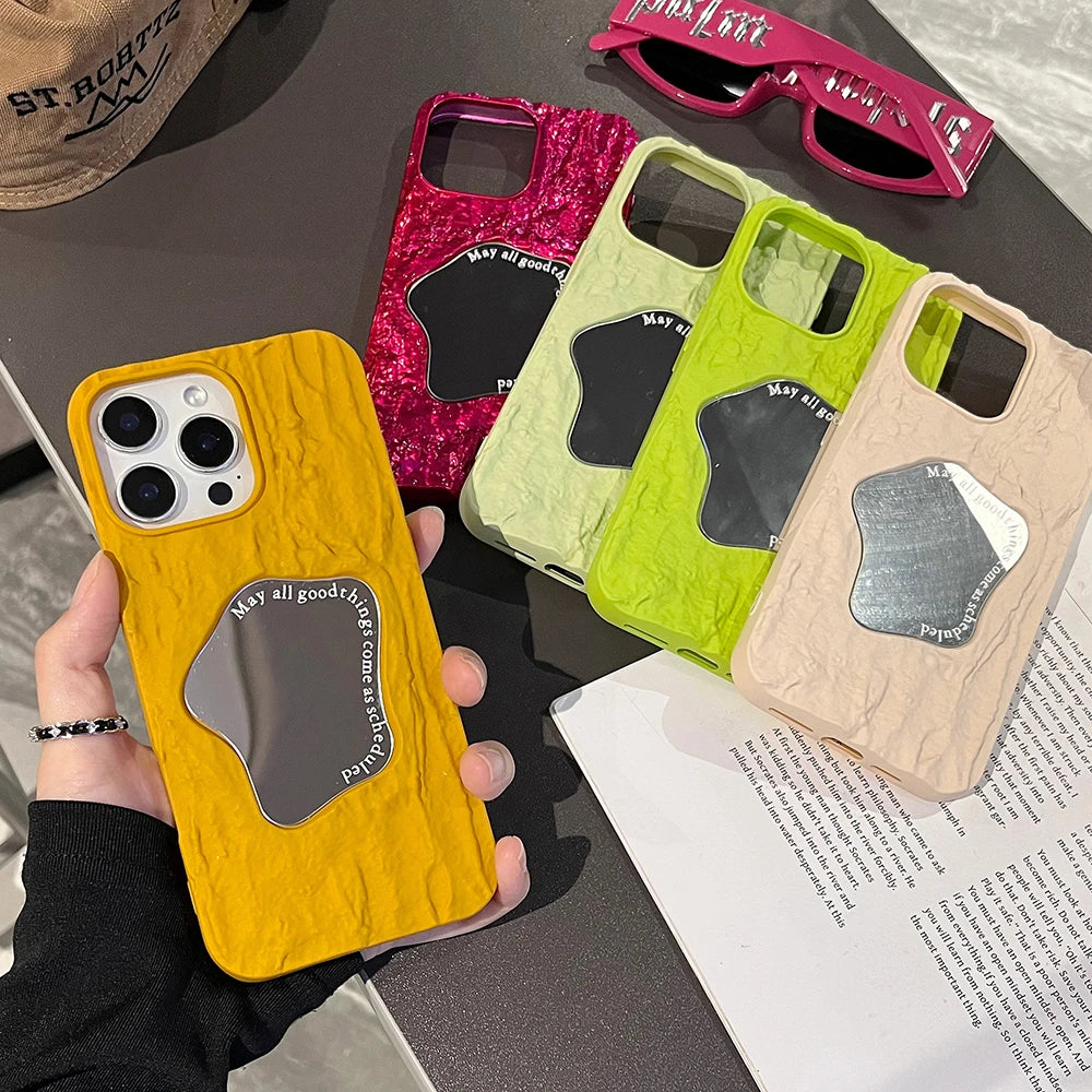 Rock Pattern Makeup Mirror Rose Phone Case