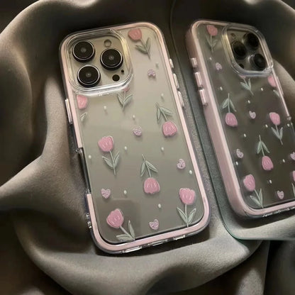 Luxury Tulips Flower Clear Phone Case