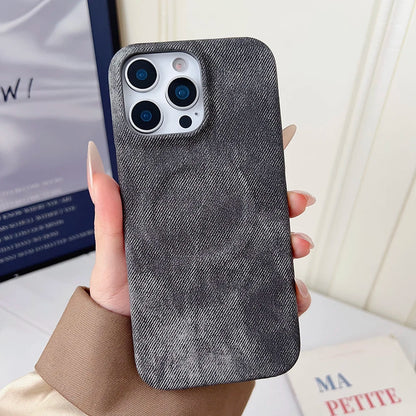 Luxury Denim Textured Magnetic Phone Case
